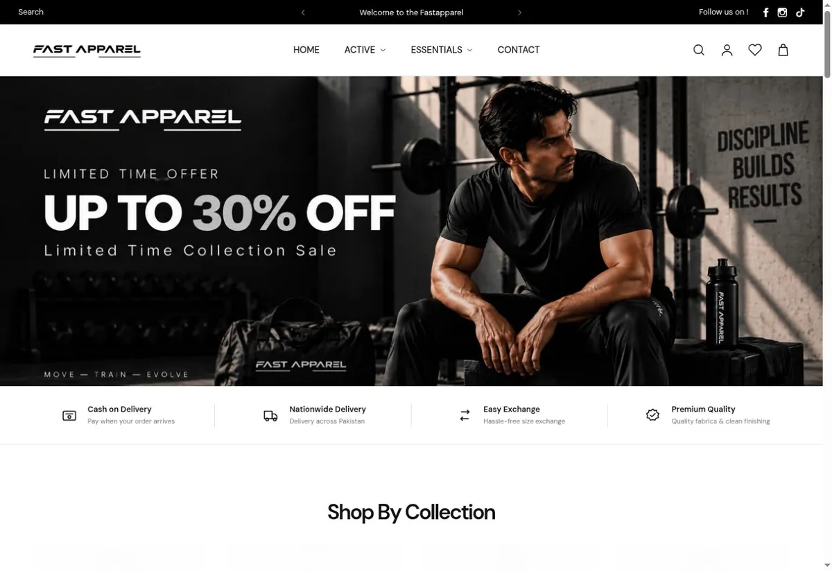 Fast Apparel website homepage preview