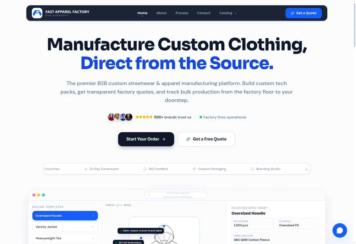 Fast Apparel Factory live website homepage preview