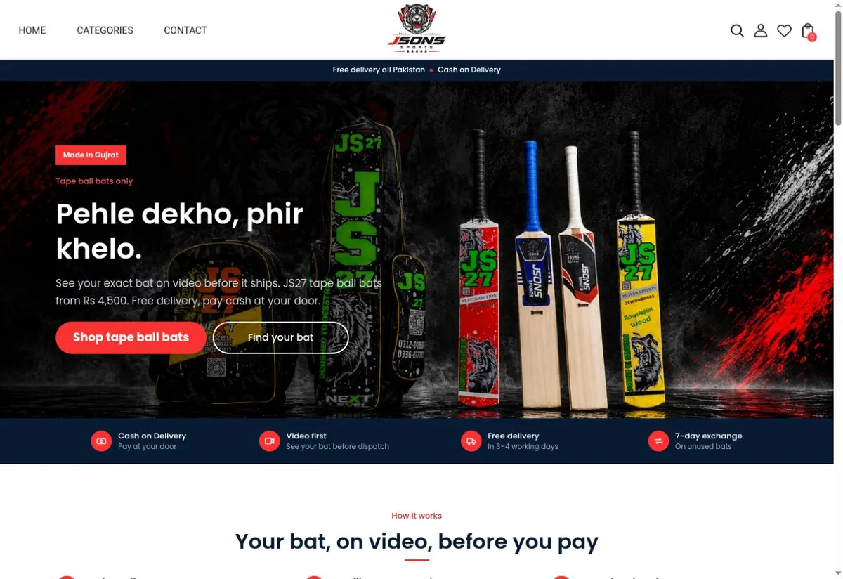 JSONS Sports website homepage preview