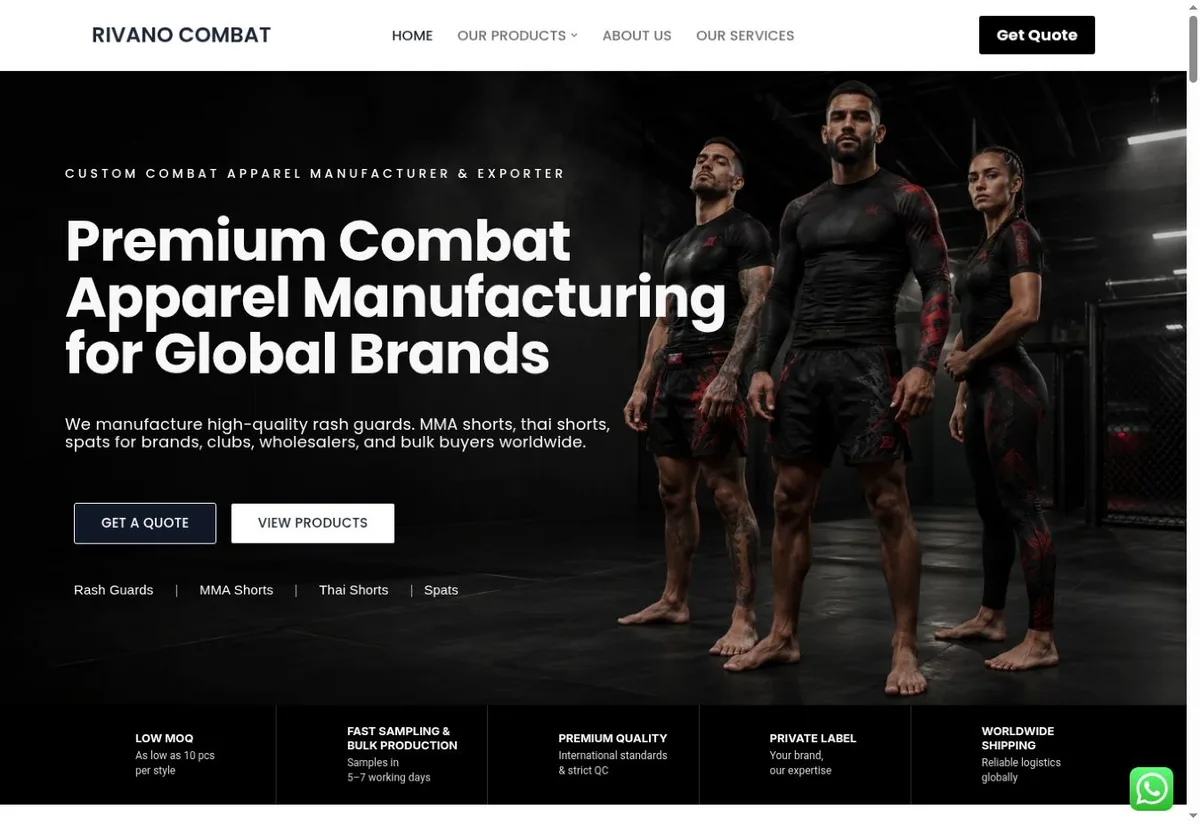 Rivano Combat website homepage preview